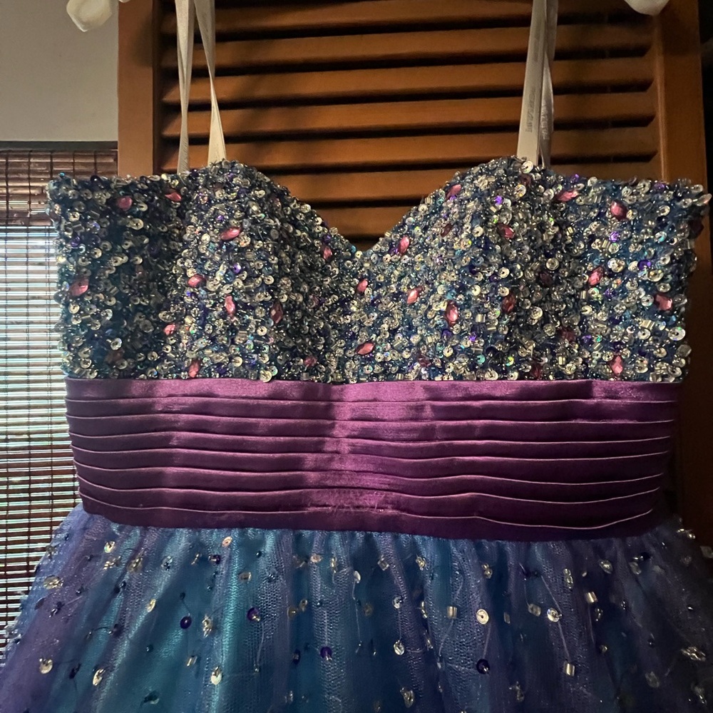 Elegant Purple and Blue Prom Dress